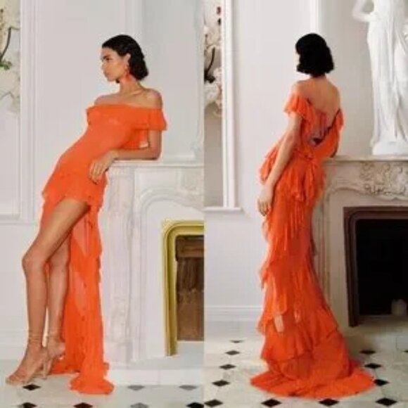 Helsa The Thea Gown in Orange Size Medium NEW! New with tags! - Picture 2 of 16